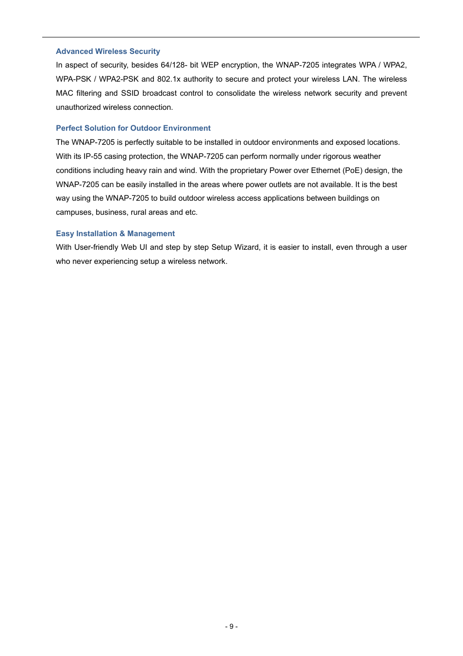 PLANET WNAP-7205 User Manual | Page 9 / 107