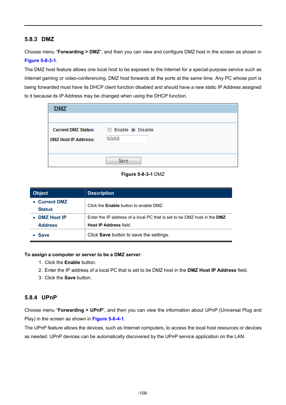 3 dmz, 4 upnp, Upnp | PLANET WNAP-7206 User Manual | Page 116 / 171