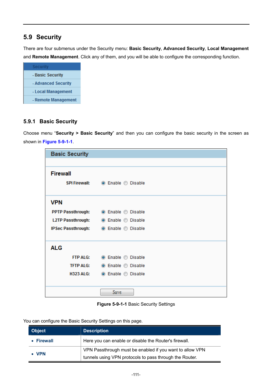 9 security, 1 basic security, Security | Basic security | PLANET WNAP-7206 User Manual | Page 119 / 171