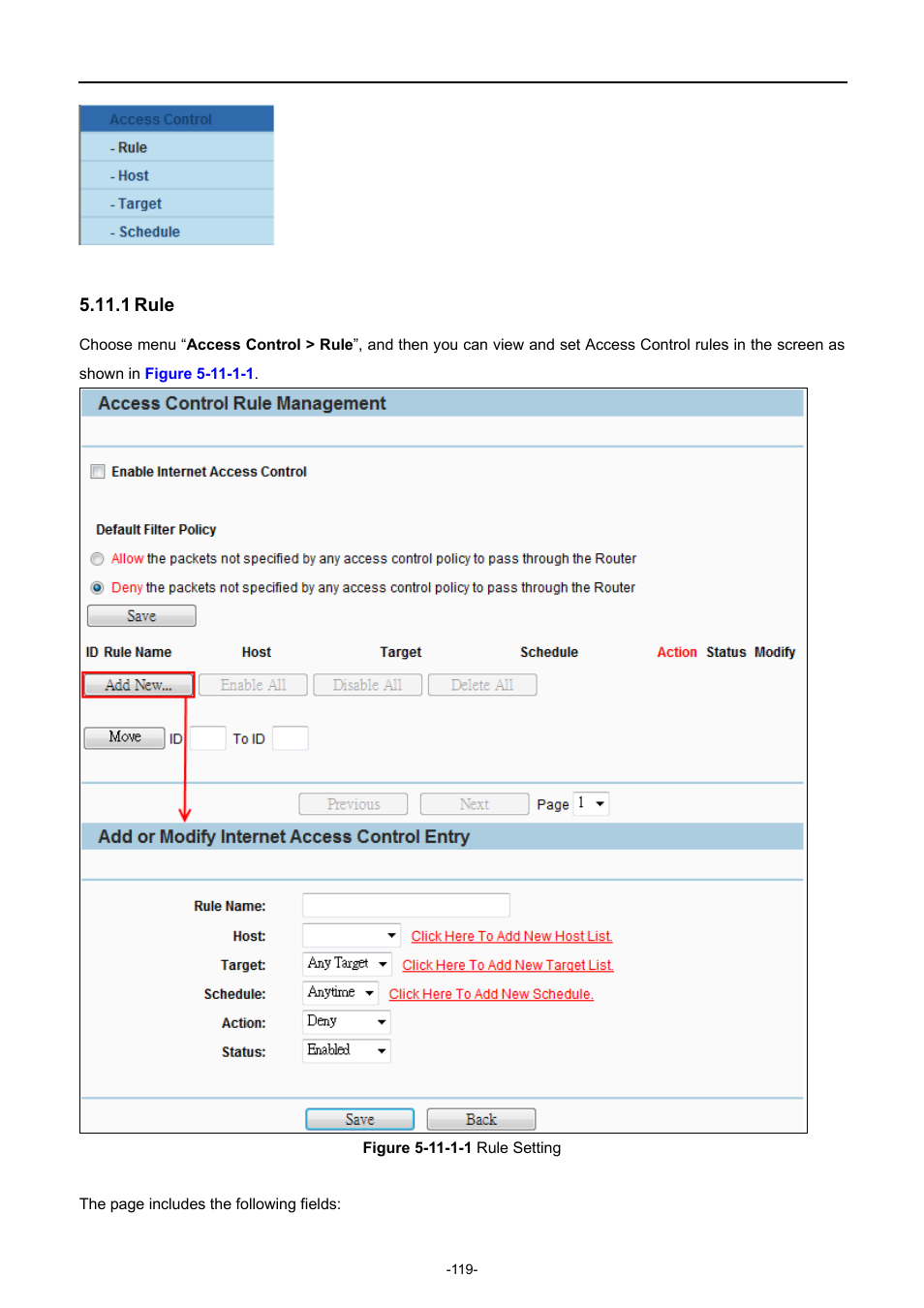 1 rule, Rule | PLANET WNAP-7206 User Manual | Page 127 / 171