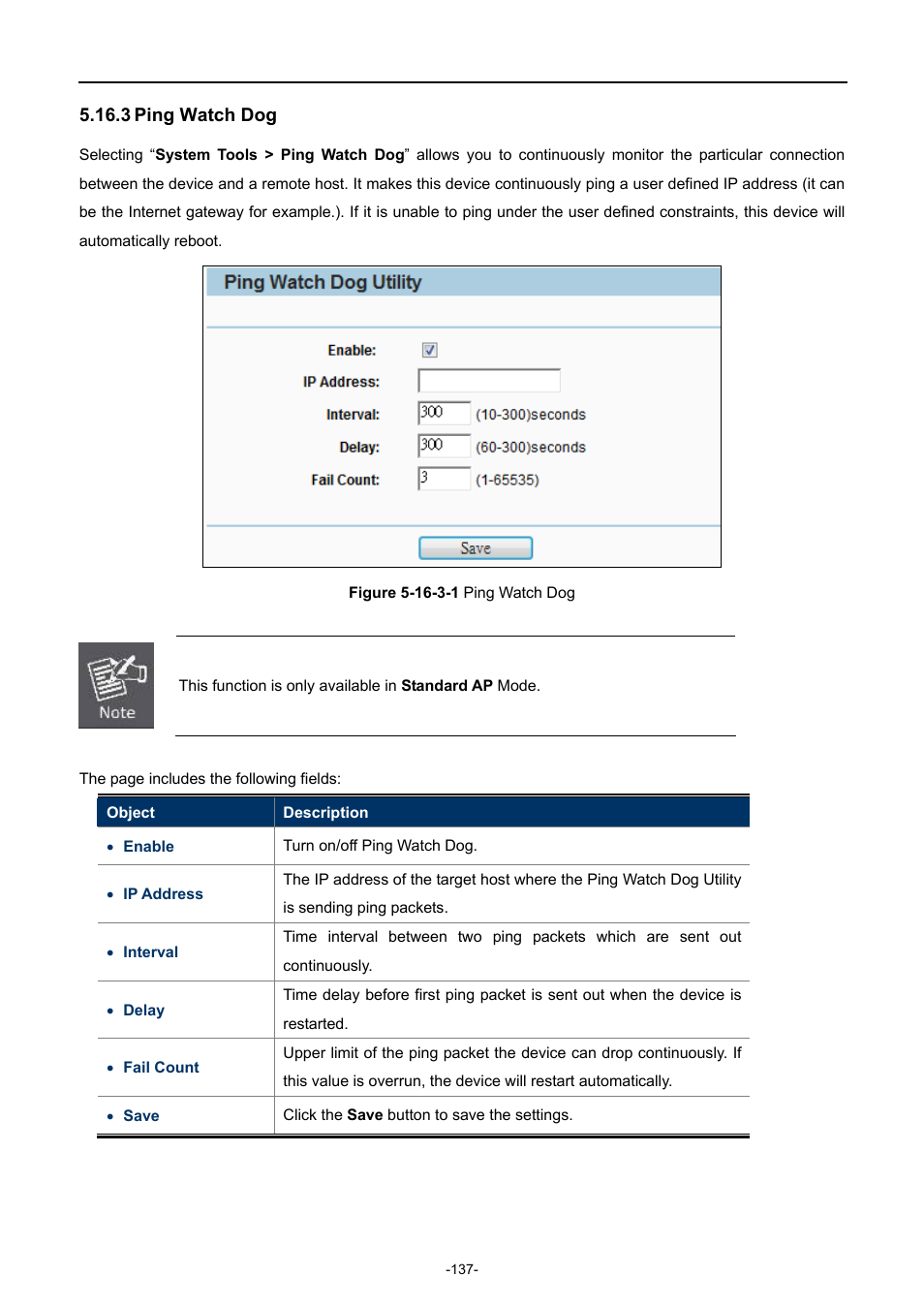3 ping watch dog, Ping watch dog | PLANET WNAP-7206 User Manual | Page 145 / 171