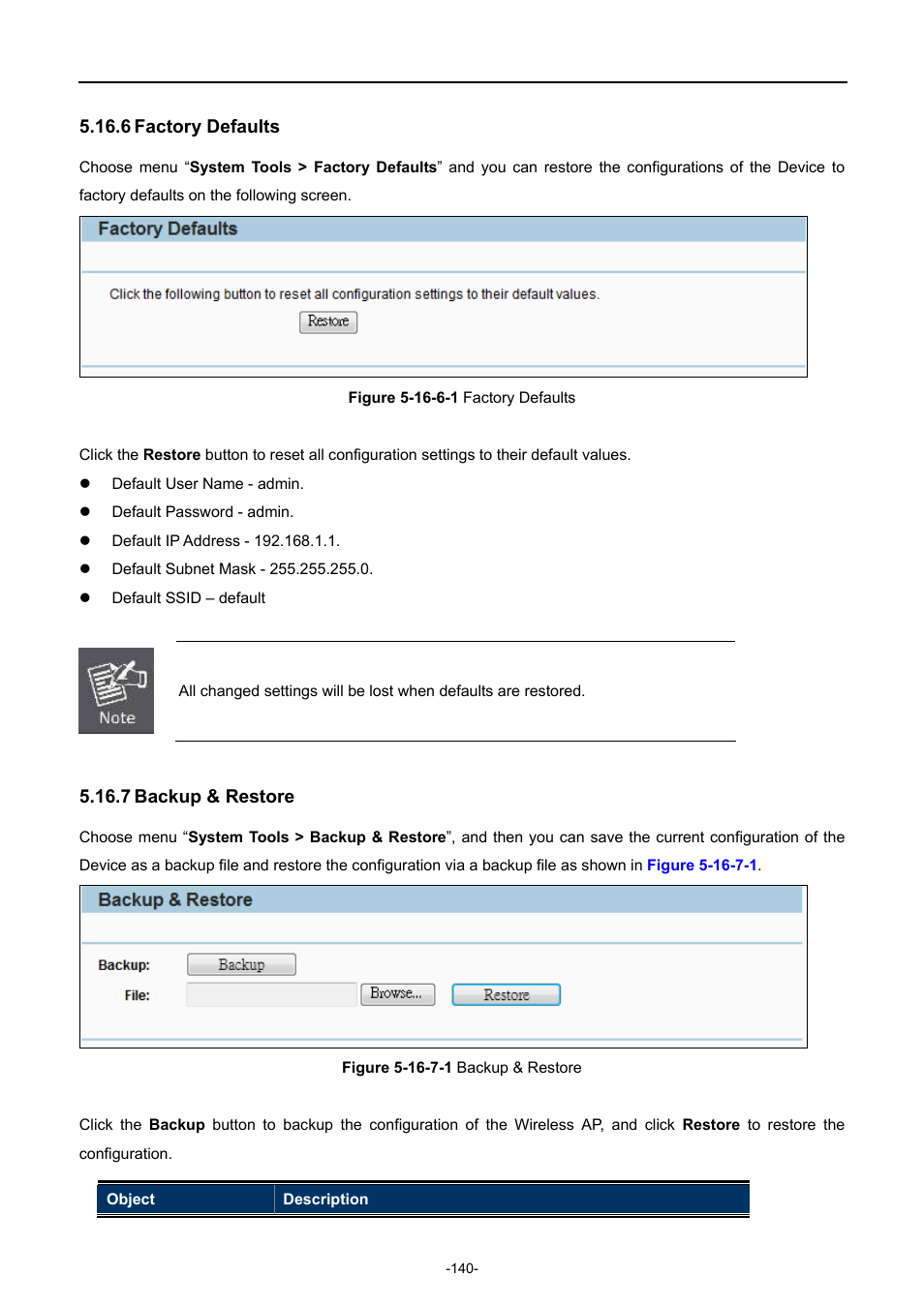 6 factory defaults, 7 backup & restore, Factory defaults | Backup & restore | PLANET WNAP-7206 User Manual | Page 148 / 171