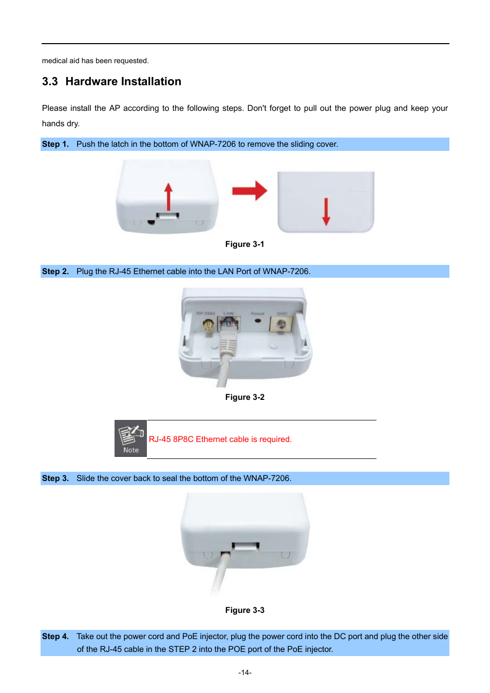 3 hardware installation, Hardware installation | PLANET WNAP-7206 User Manual | Page 22 / 171