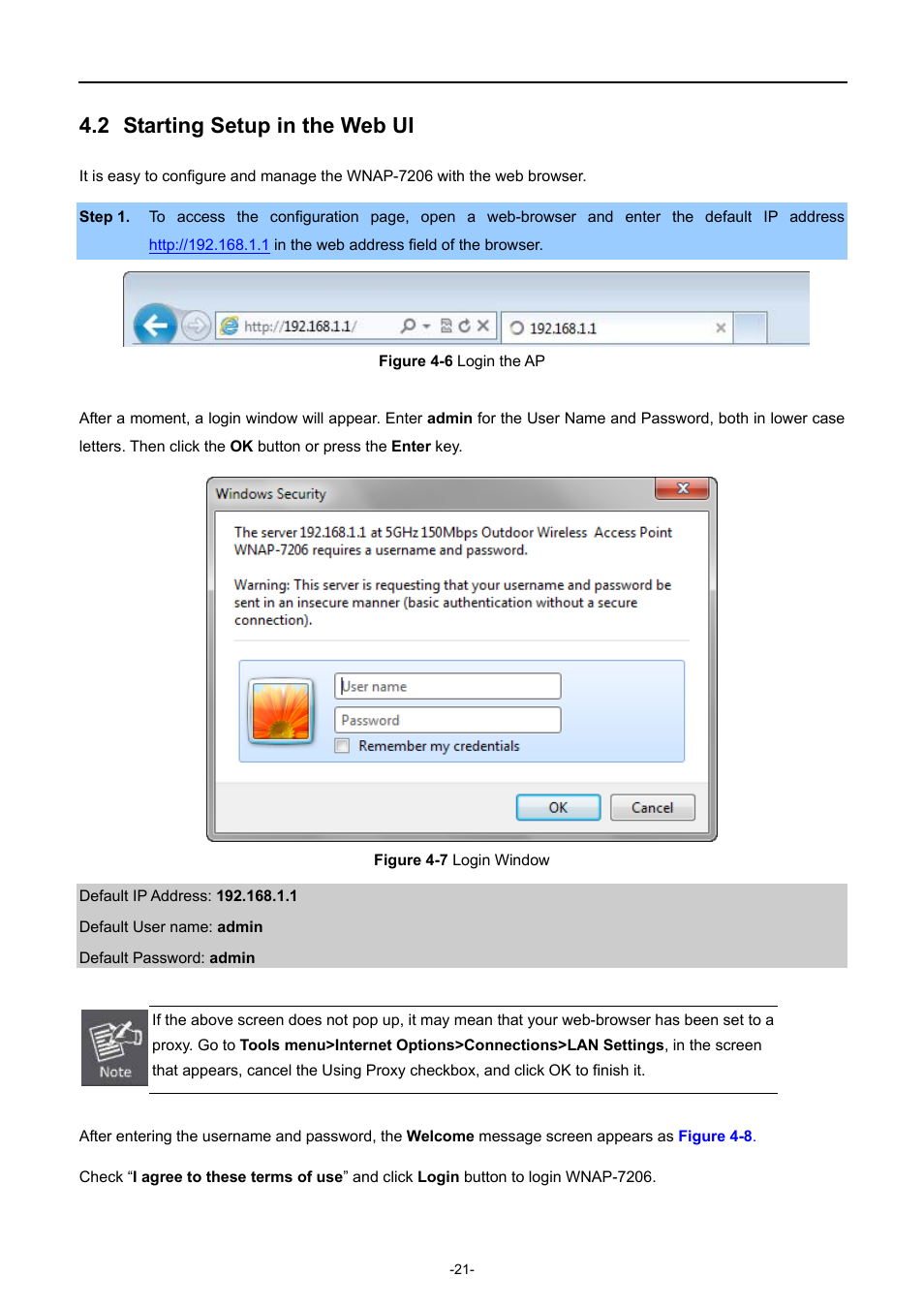 2 starting setup in the web ui, Starting setup in the web ui | PLANET WNAP-7206 User Manual | Page 29 / 171