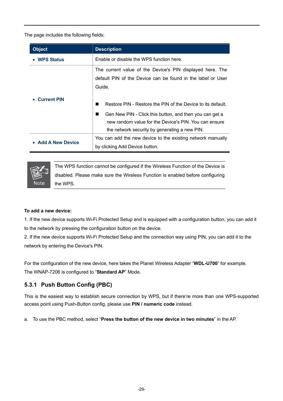 1 push button config (pbc), Push button config (pbc) | PLANET WNAP-7206 User Manual | Page 37 / 171