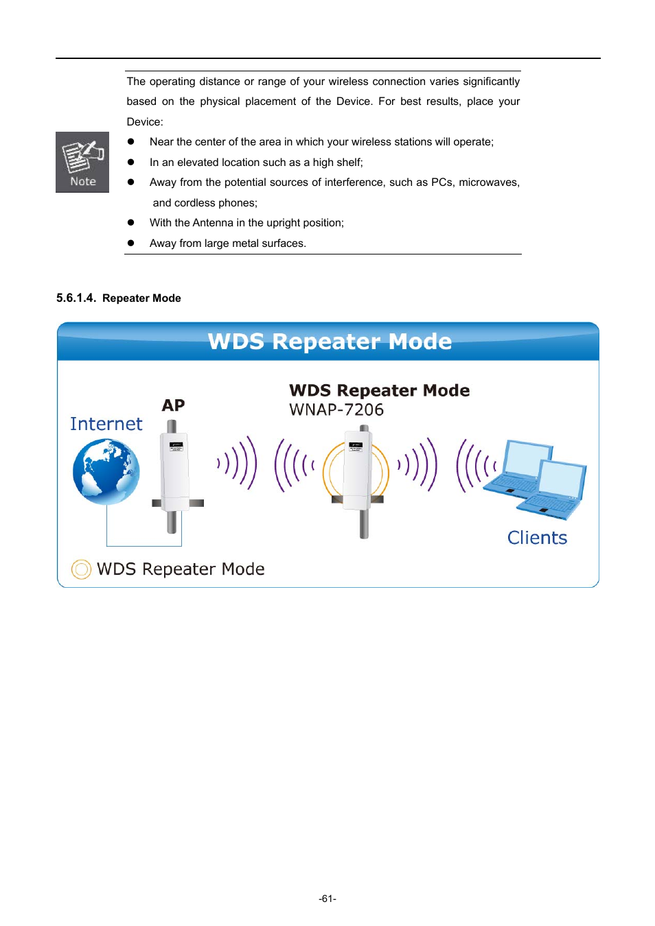 Repeater mode | PLANET WNAP-7206 User Manual | Page 69 / 171