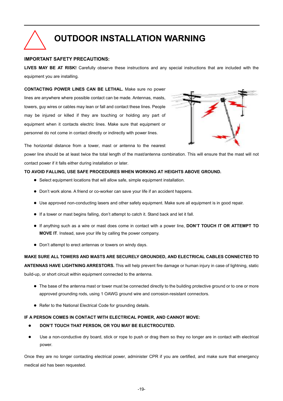 Outdoor installation warning | PLANET WNAP-7335 User Manual | Page 20 / 95