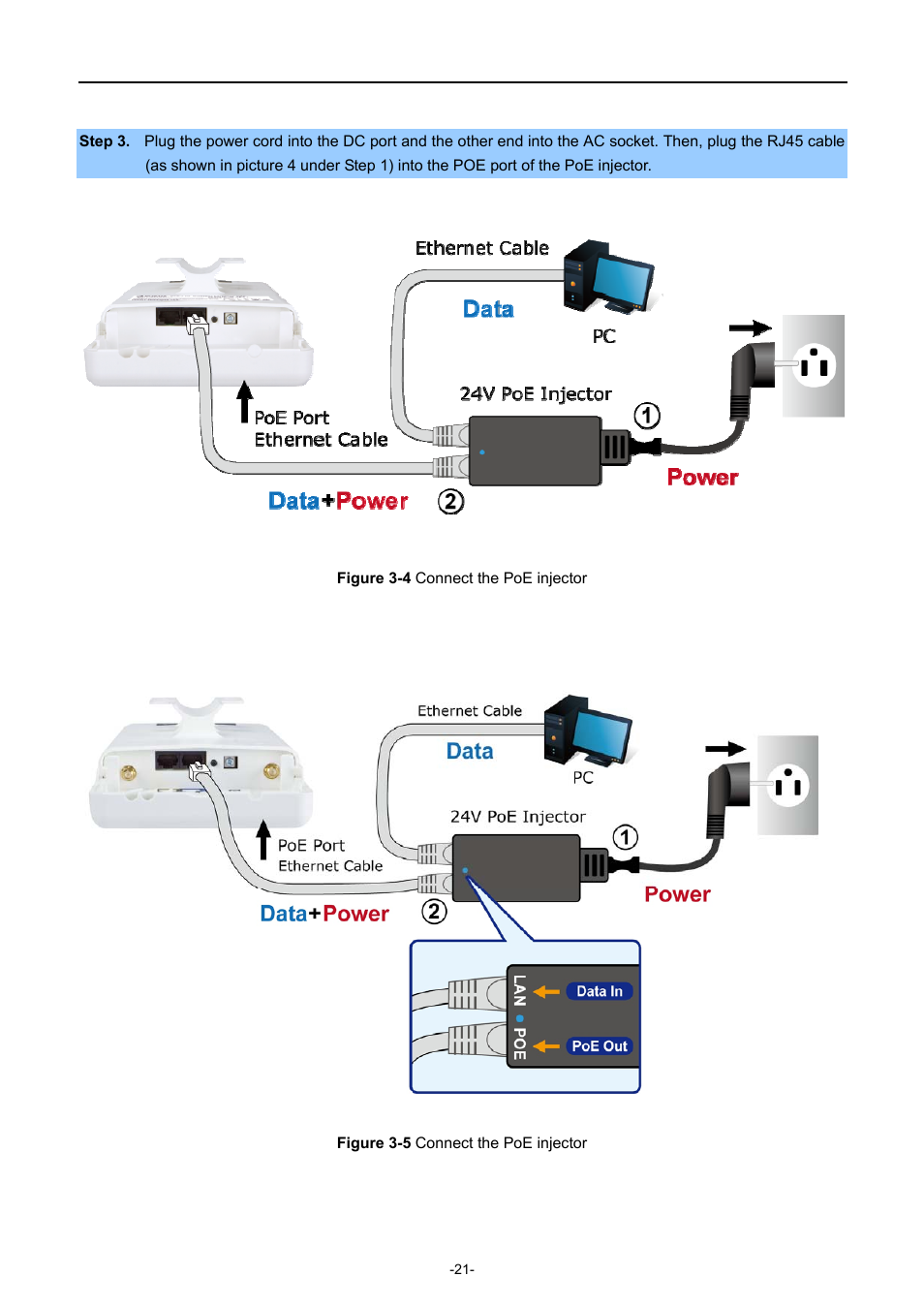 Igure, Onnect the, Injector | PLANET WNAP-7335 User Manual | Page 22 / 95