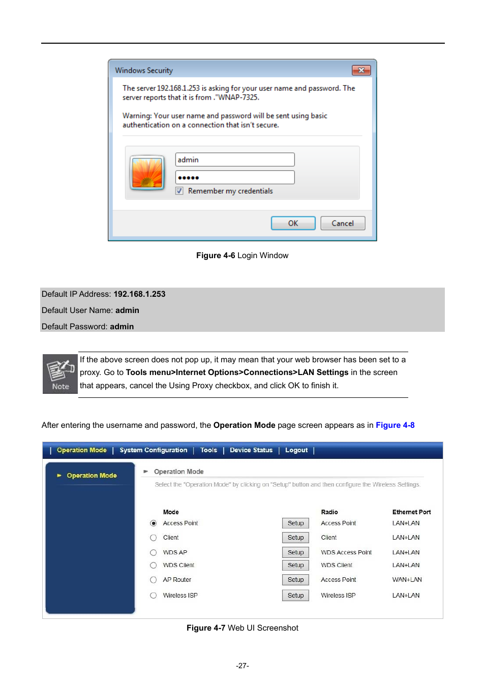 Igure, Ogin, Indow | Creenshot | PLANET WNAP-7335 User Manual | Page 28 / 95