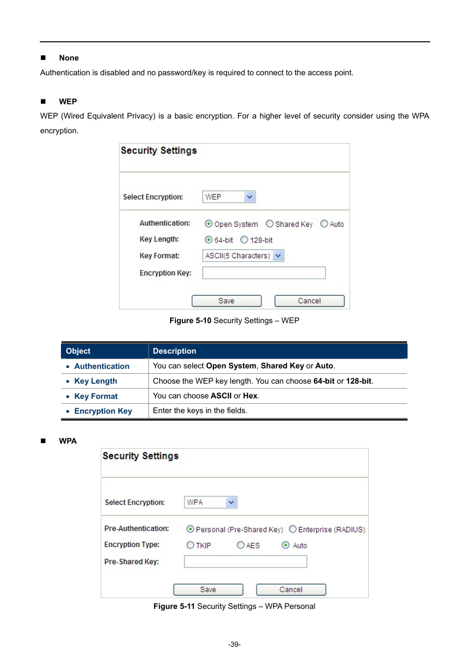Igure, Ecurity, Ettings | Ersonal | PLANET WNAP-7335 User Manual | Page 40 / 95