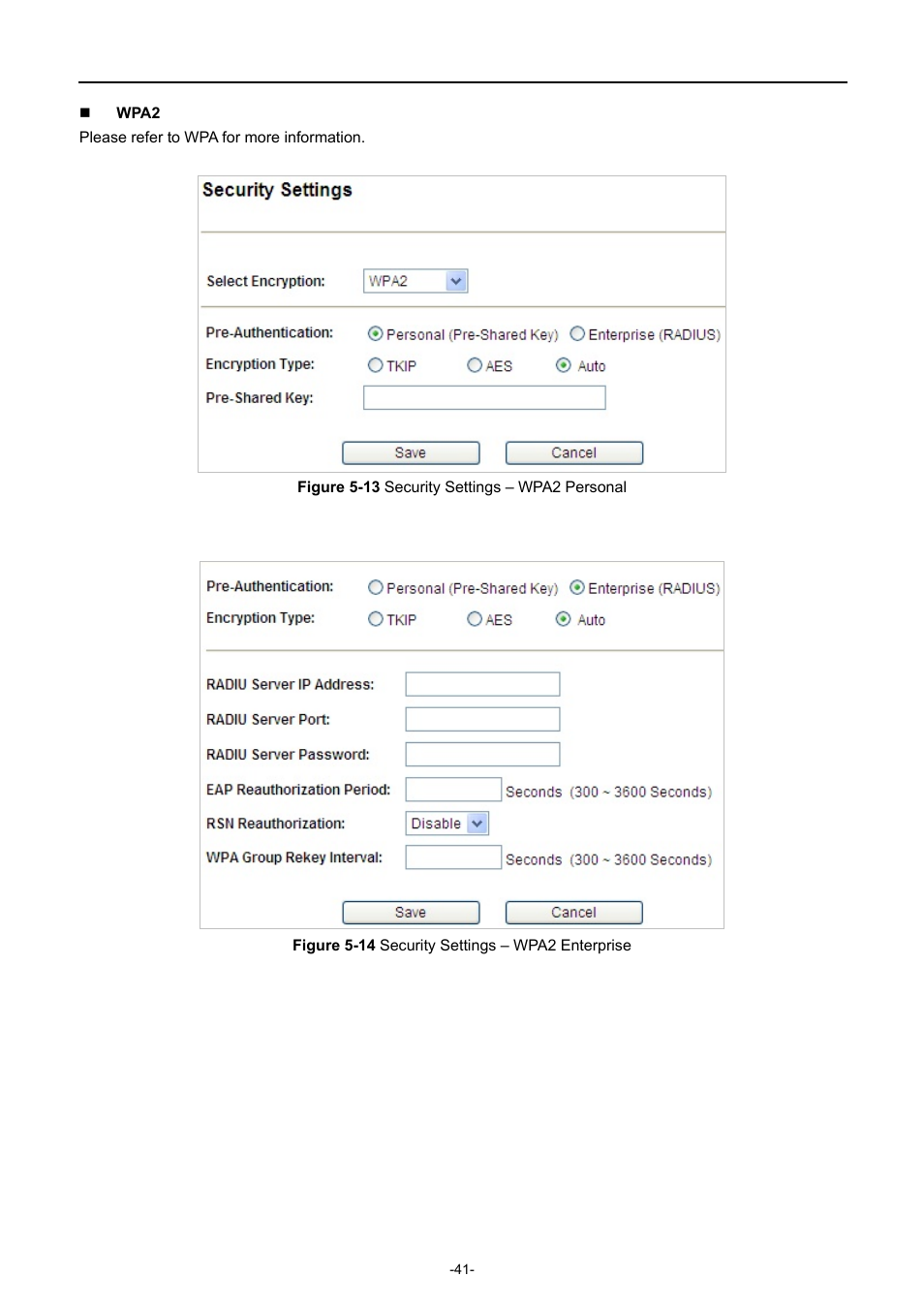 Igure, Ecurity, Ettings | Wpa2, Ersonal, Nterprise | PLANET WNAP-7335 User Manual | Page 42 / 95