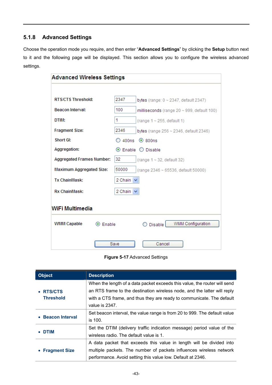 8 advanced settings, Advanced settings, Igure | Dvanced, Ettings | PLANET WNAP-7335 User Manual | Page 44 / 95