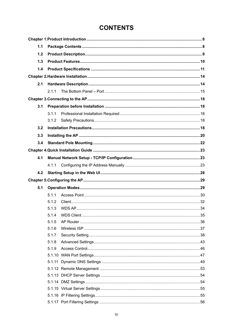 PLANET WNAP-7335 User Manual | Page 5 / 95