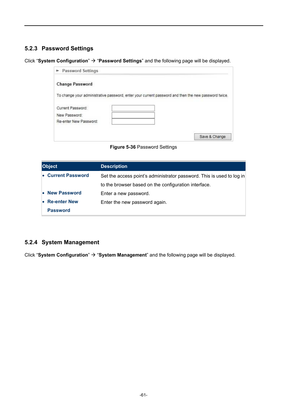 3 password settings, 4 system management, Password settings | System management, Igure, Assword, Ettings | PLANET WNAP-7335 User Manual | Page 62 / 95
