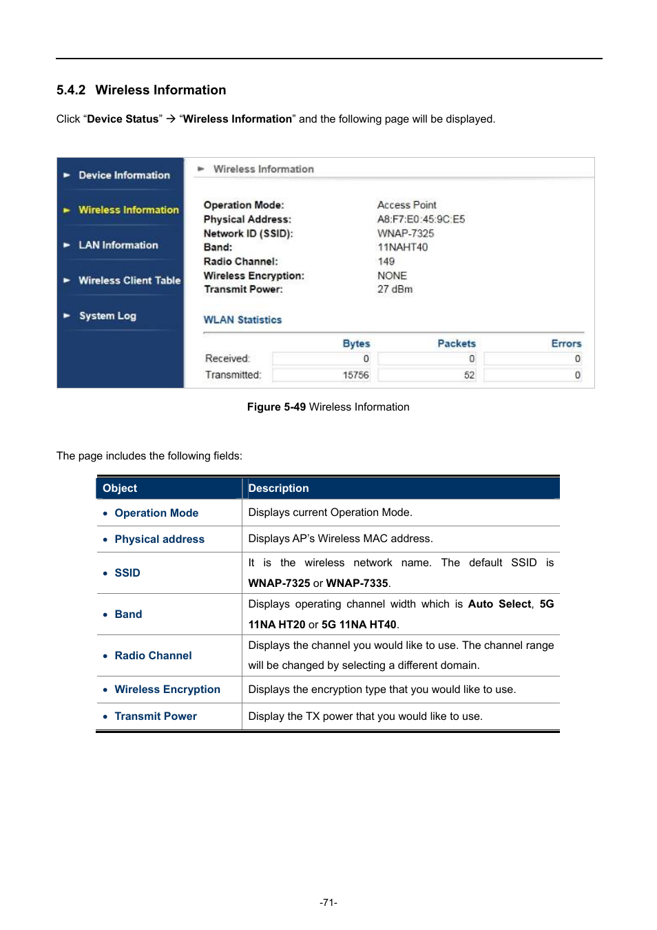 2 wireless information, Wireless information, Igure | Ireless, Nformation | PLANET WNAP-7335 User Manual | Page 72 / 95