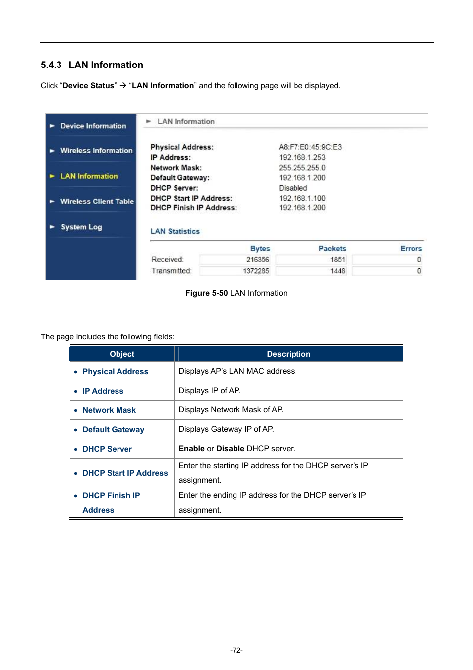 3 lan information, Lan information, Igure | Nformation | PLANET WNAP-7335 User Manual | Page 73 / 95