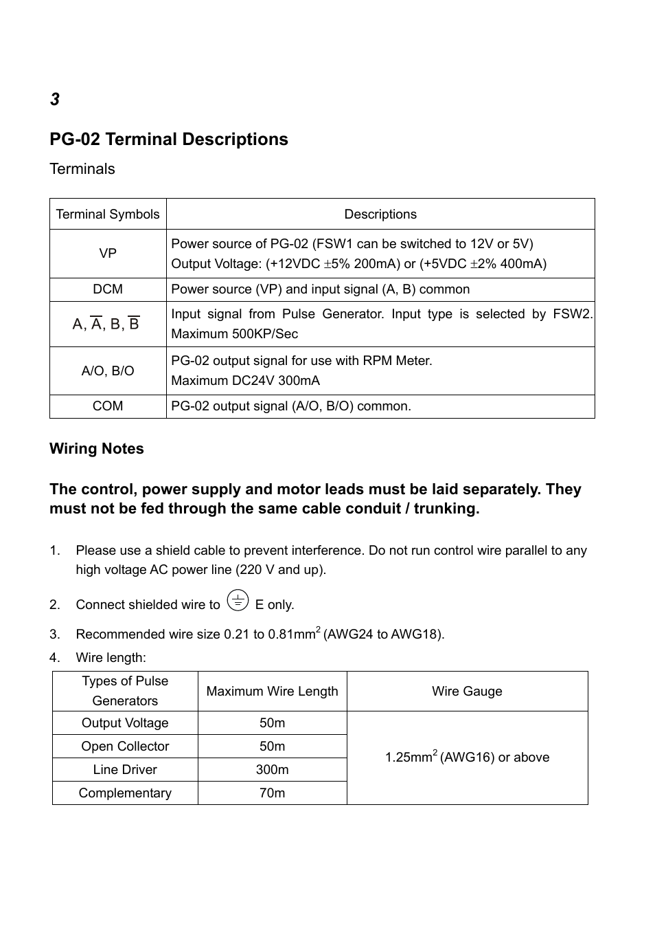 3pg-02 terminal descriptions | Delta Electronics Pulse Generator Card PG-02 User Manual | Page 3 / 4