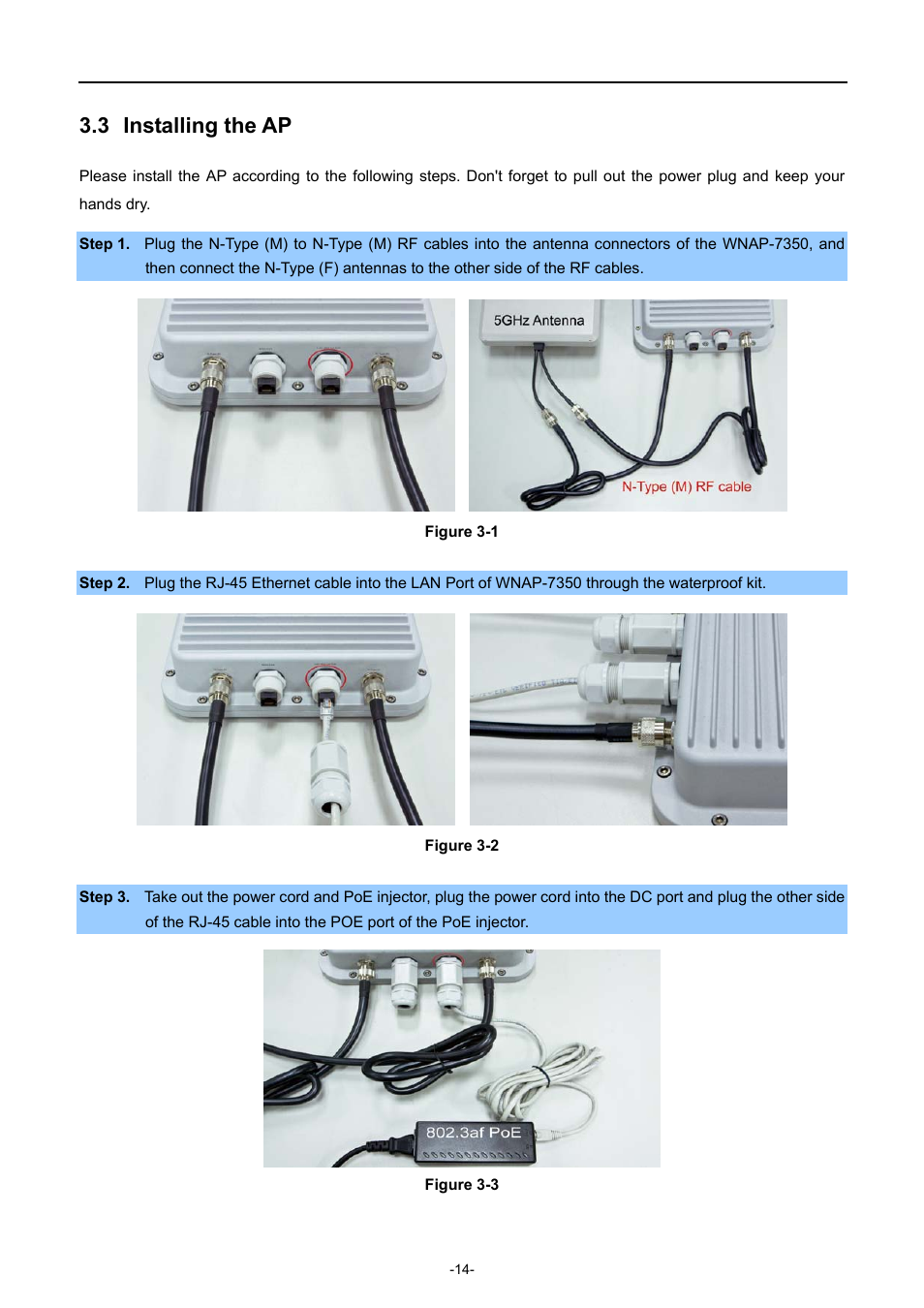 3 installing the ap, Installing the ap | PLANET WNAP-7350 User Manual | Page 21 / 103