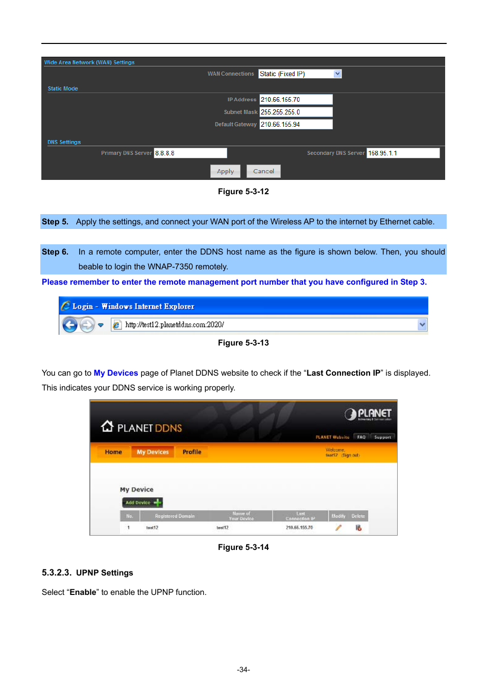 Upnp settings | PLANET WNAP-7350 User Manual | Page 41 / 103