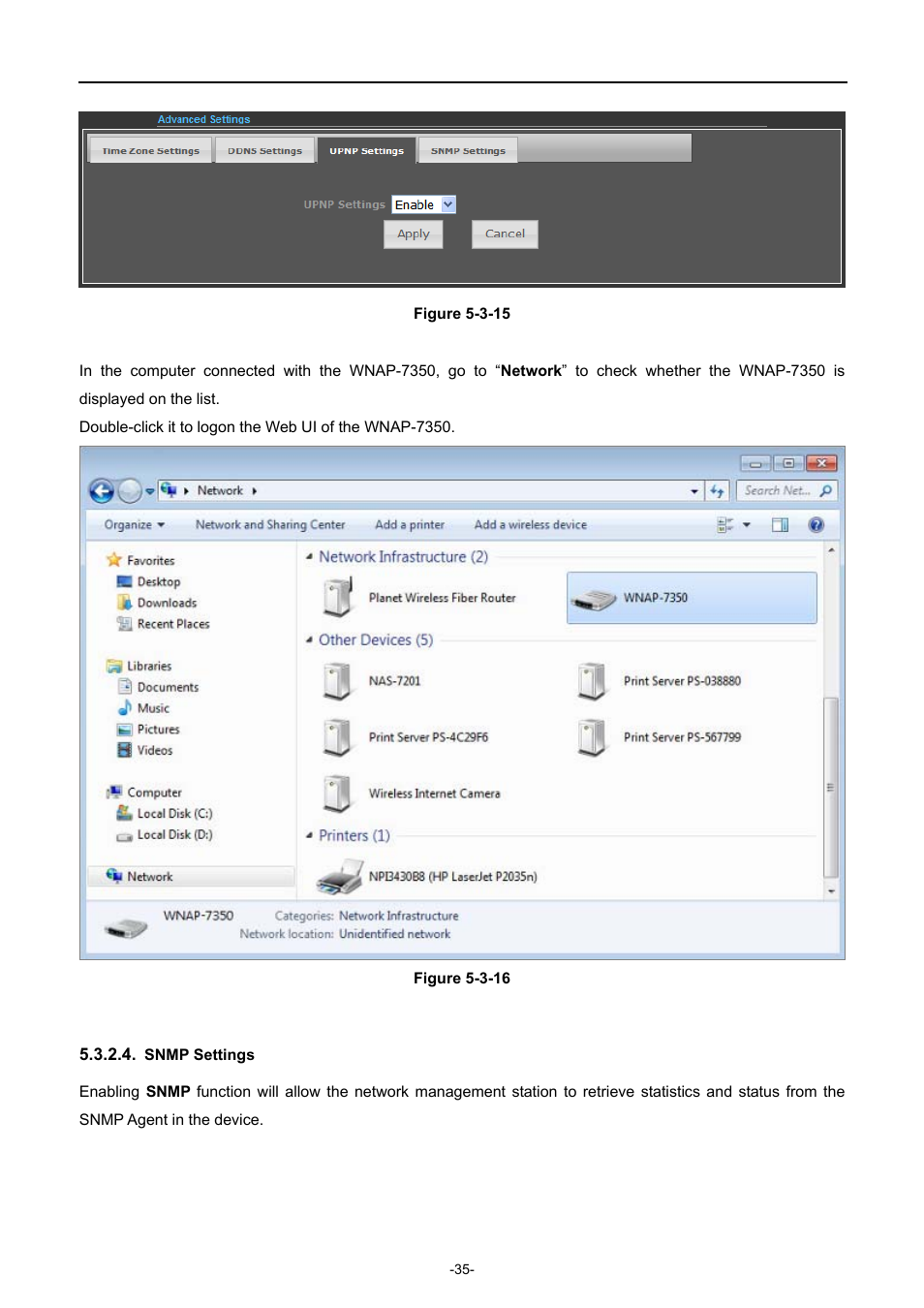 Snmp settings | PLANET WNAP-7350 User Manual | Page 42 / 103