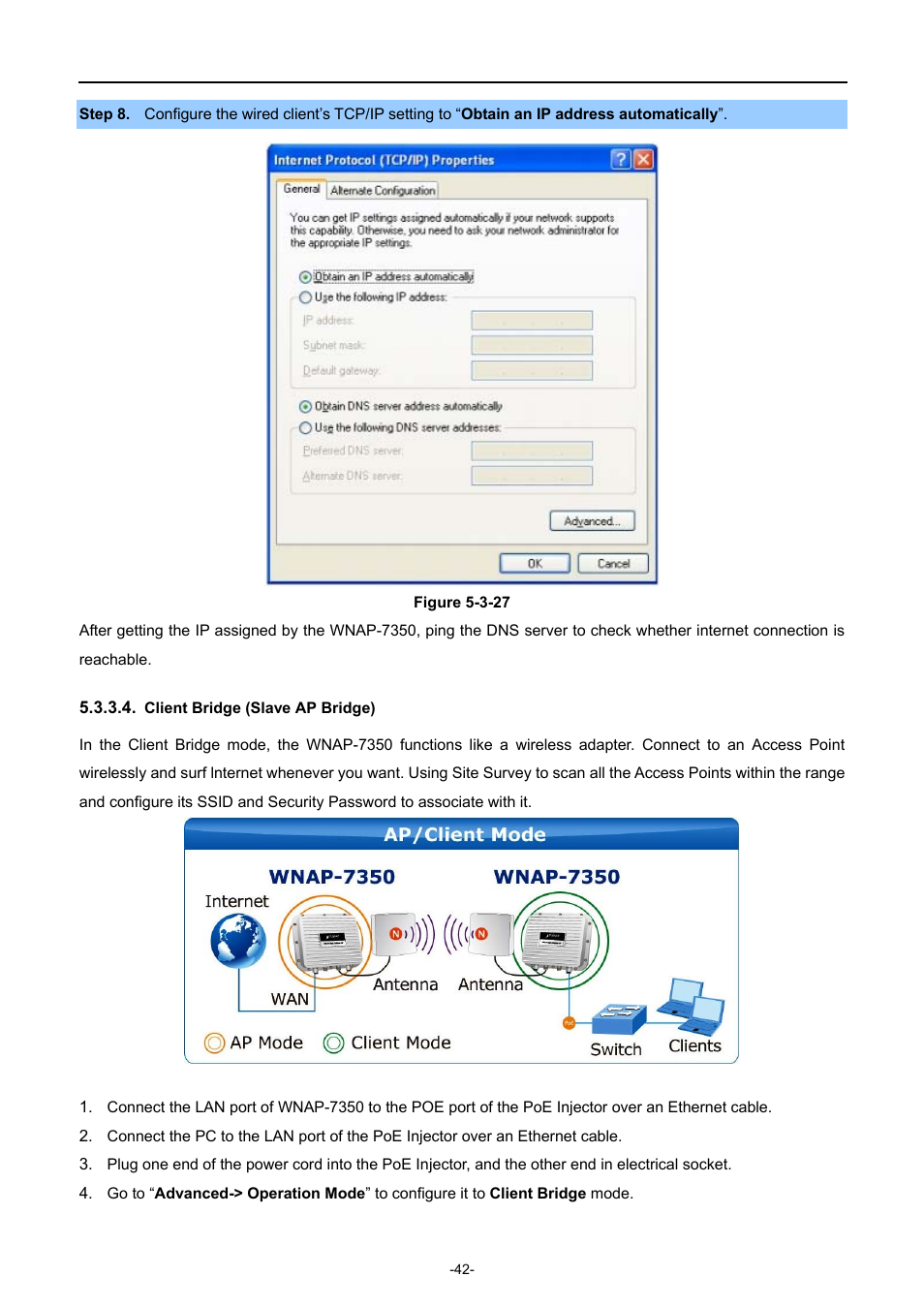 Client bridge (slave ap bridge) | PLANET WNAP-7350 User Manual | Page 49 / 103