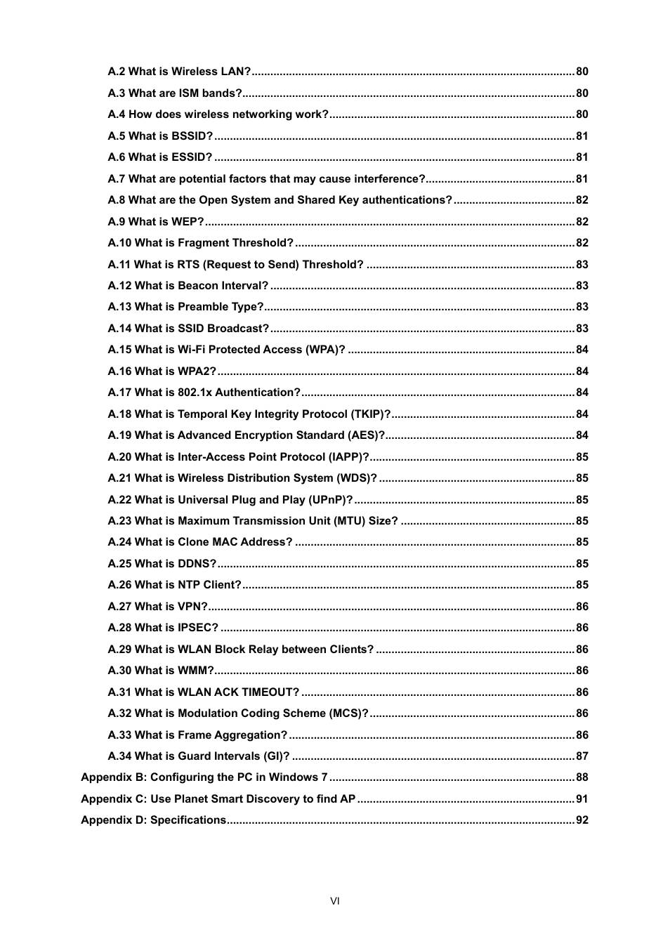 PLANET WNAP-7350 User Manual | Page 7 / 103