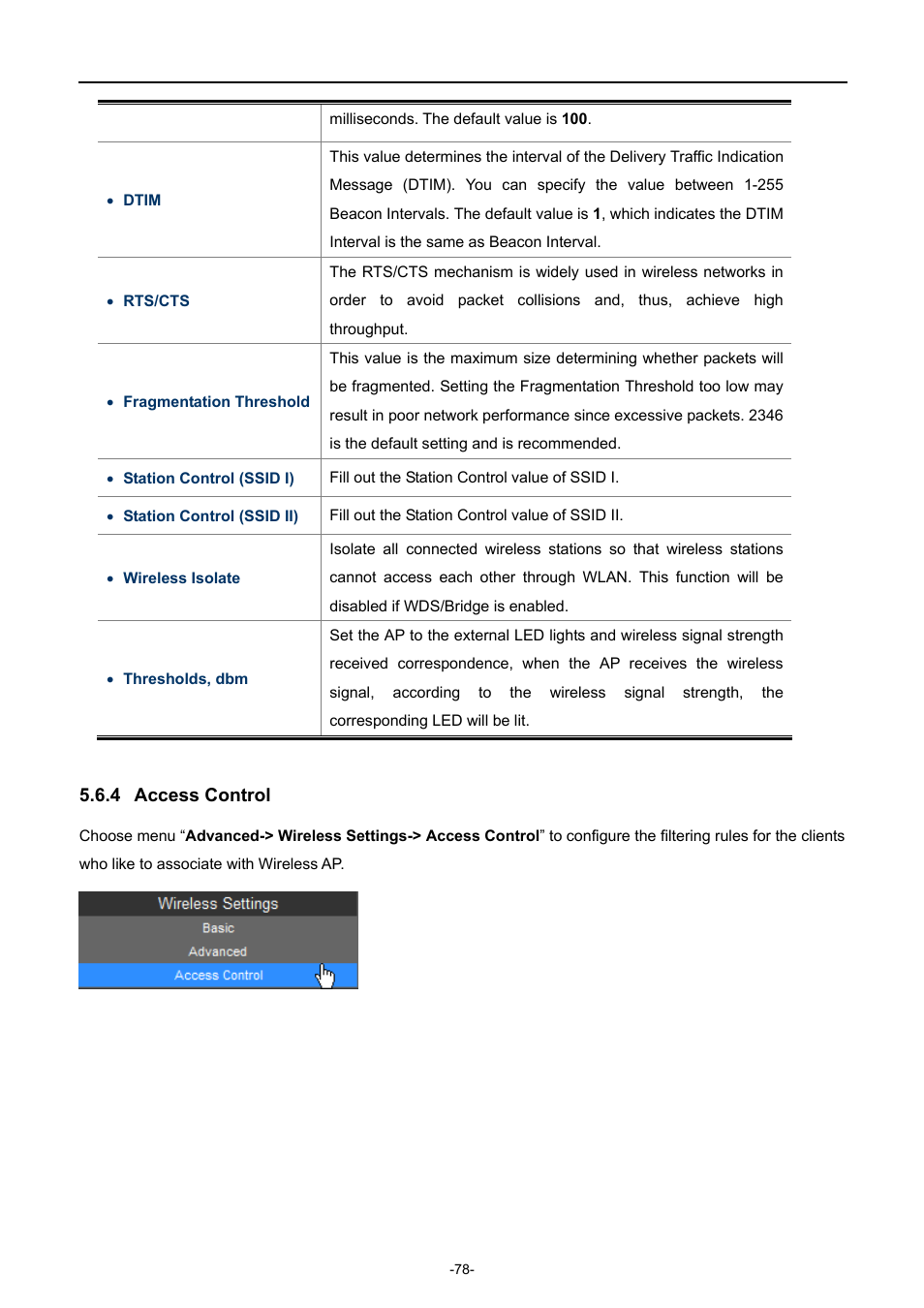 4 access control, Access control | PLANET WNAP-7350 User Manual | Page 85 / 103