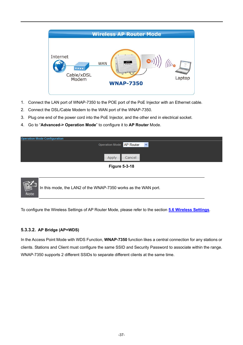 Ap bridge (ap+wds) | PLANET WNAP-7350 User Manual | Page 44 / 103