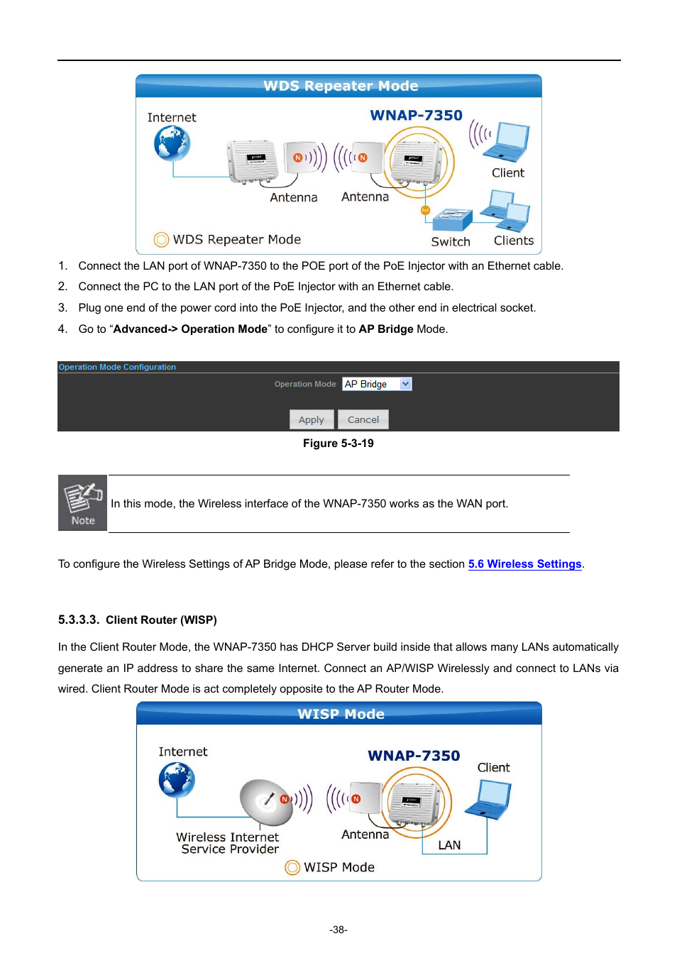 Client router (wisp) | PLANET WNAP-7350 User Manual | Page 45 / 103