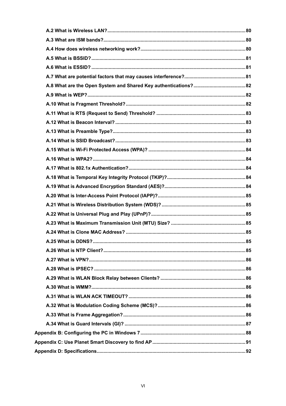 PLANET WNAP-7350 User Manual | Page 7 / 103