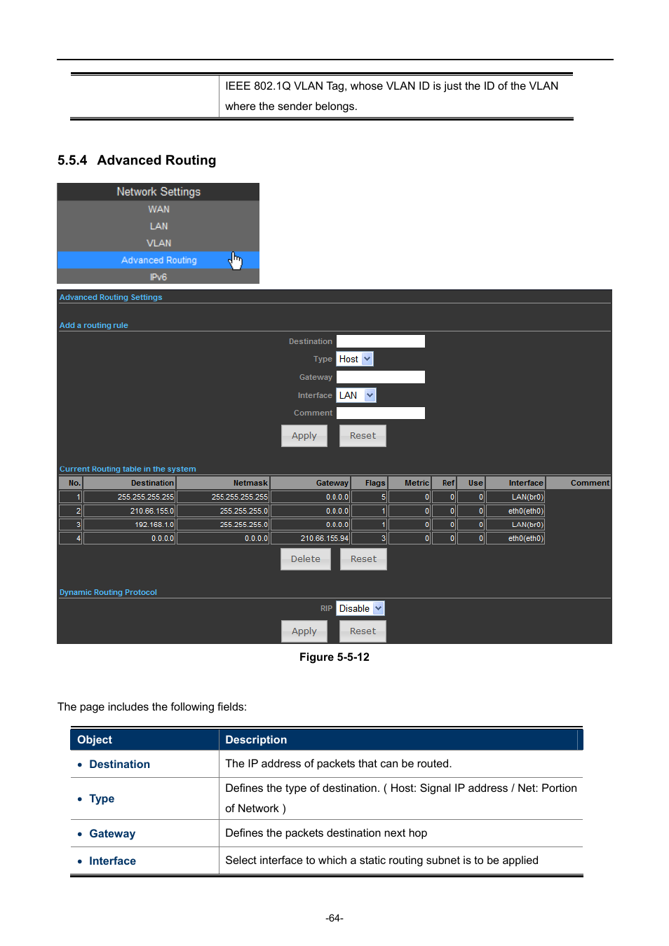 4 advanced routing, Advanced routing | PLANET WNAP-7350 User Manual | Page 71 / 103