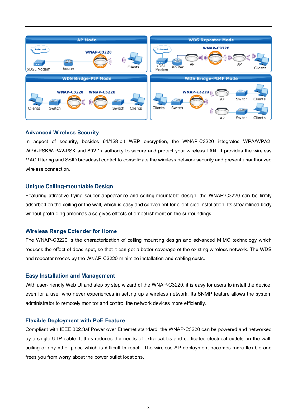 PLANET WNAP-C3220 User Manual | Page 11 / 79