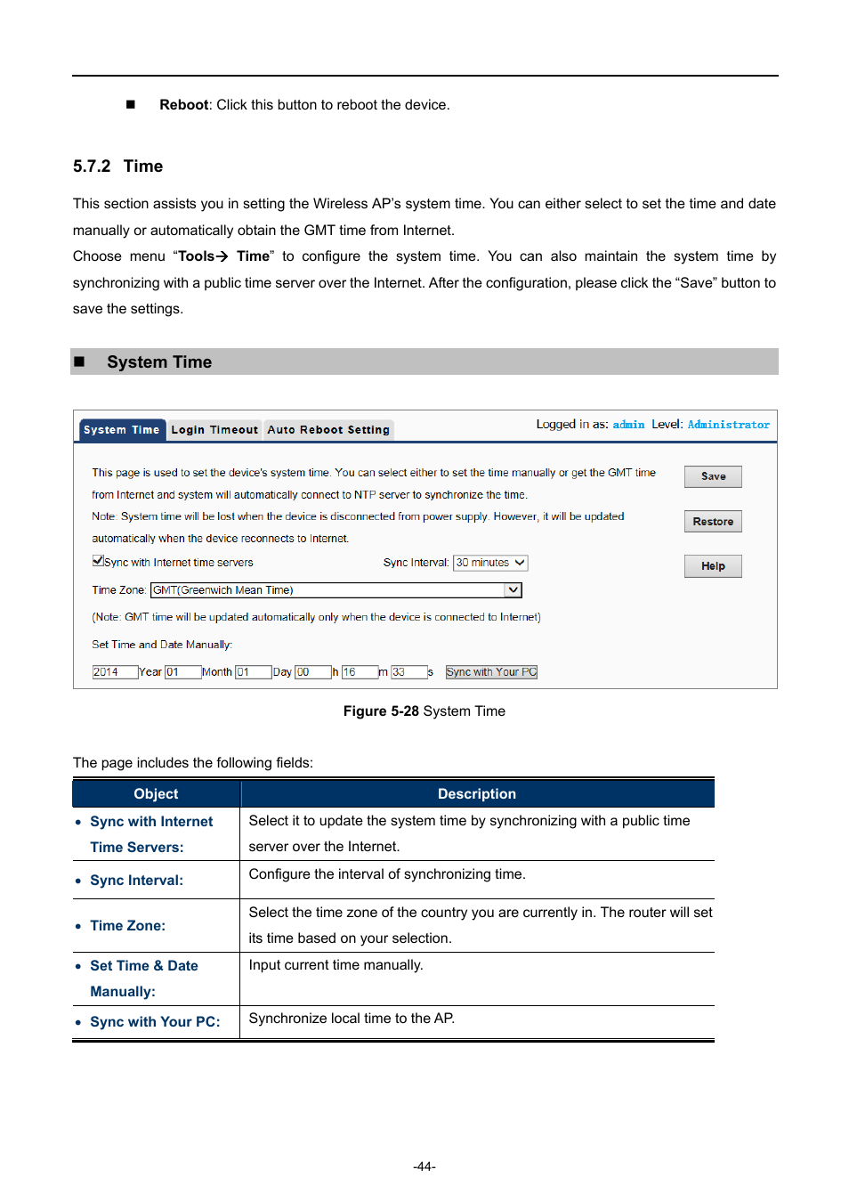 2 time, Time, Igure | Ystem | PLANET WNAP-C3220 User Manual | Page 52 / 79