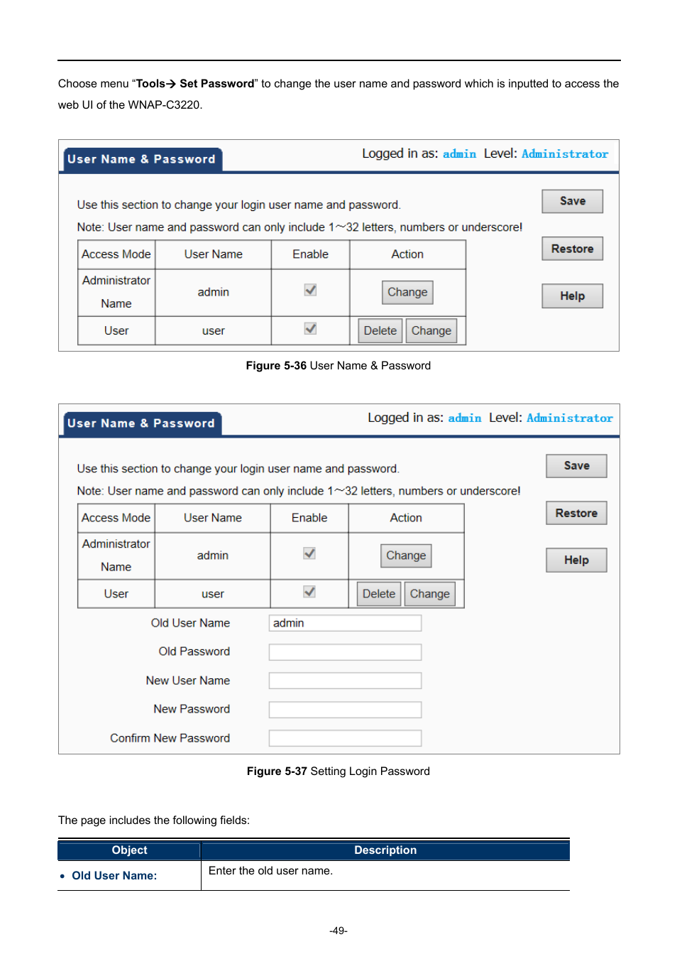 Igure, Assword, Etting | Ogin | PLANET WNAP-C3220 User Manual | Page 57 / 79