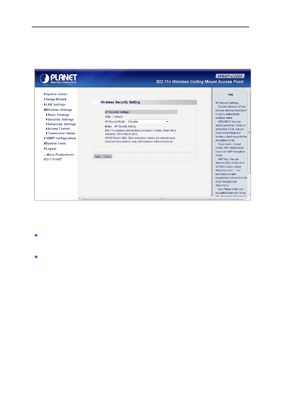 3 wireless security settings, Wireless security settings, Figure 27 wireless security setting | PLANET WNAP-C3220 User Manual | Page 38 / 63