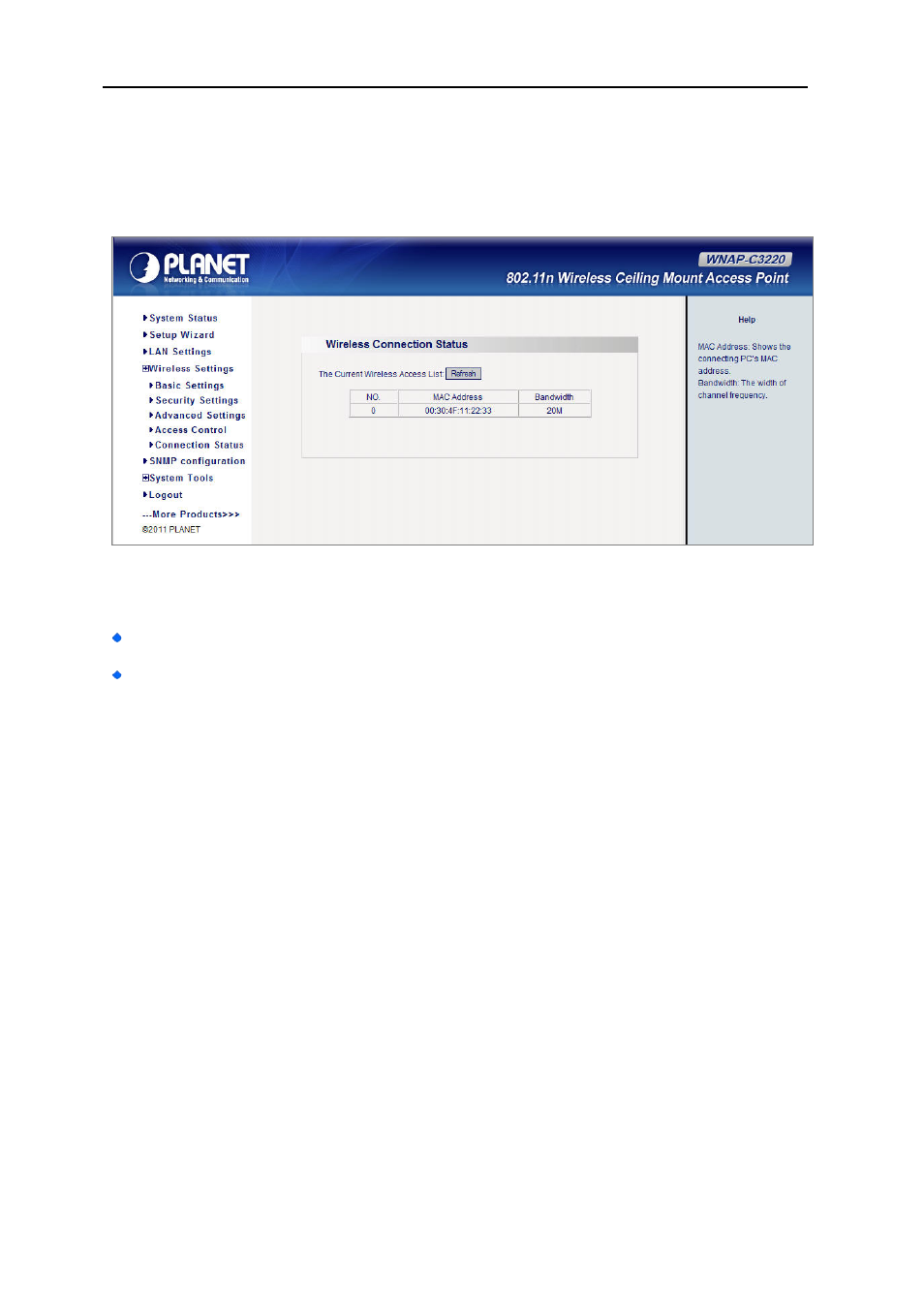 5 connection status, Connection status, Figure 31 wireless connection status | PLANET WNAP-C3220 User Manual | Page 44 / 63