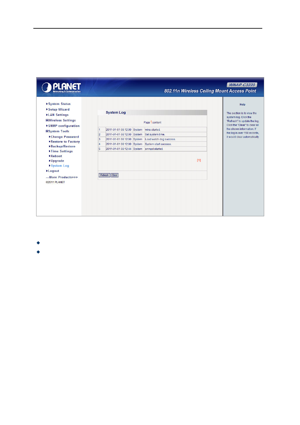 7 system log, 8 logout, System log | Logout, Figure 38 system log | PLANET WNAP-C3220 User Manual | Page 51 / 63