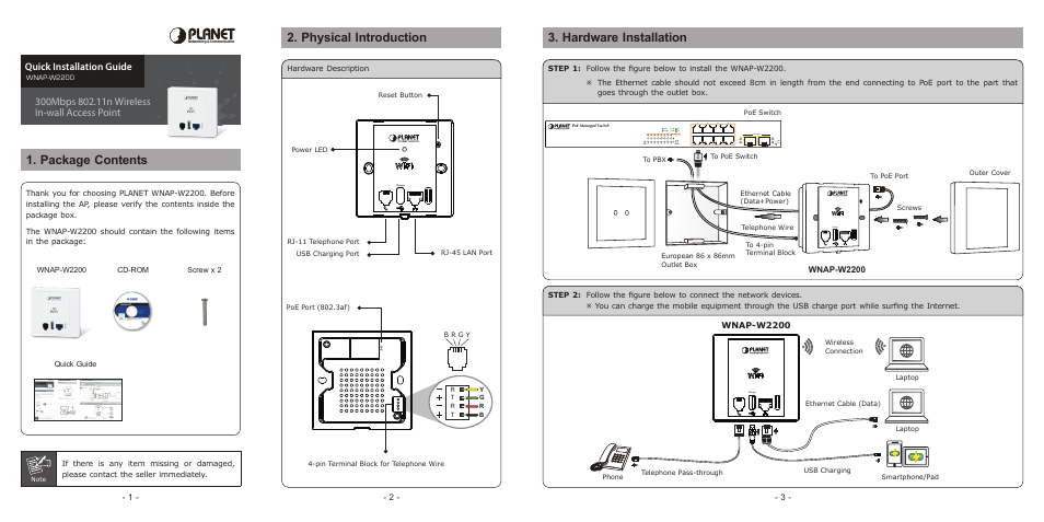 PLANET WNAP-W2200 User Manual | 2 pages