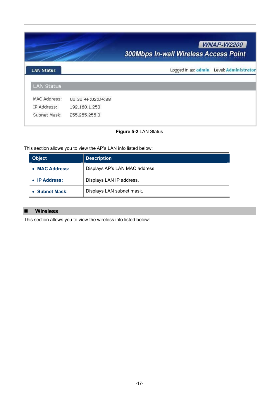 Igure, Tatus | PLANET WNAP-W2200 User Manual | Page 25 / 63
