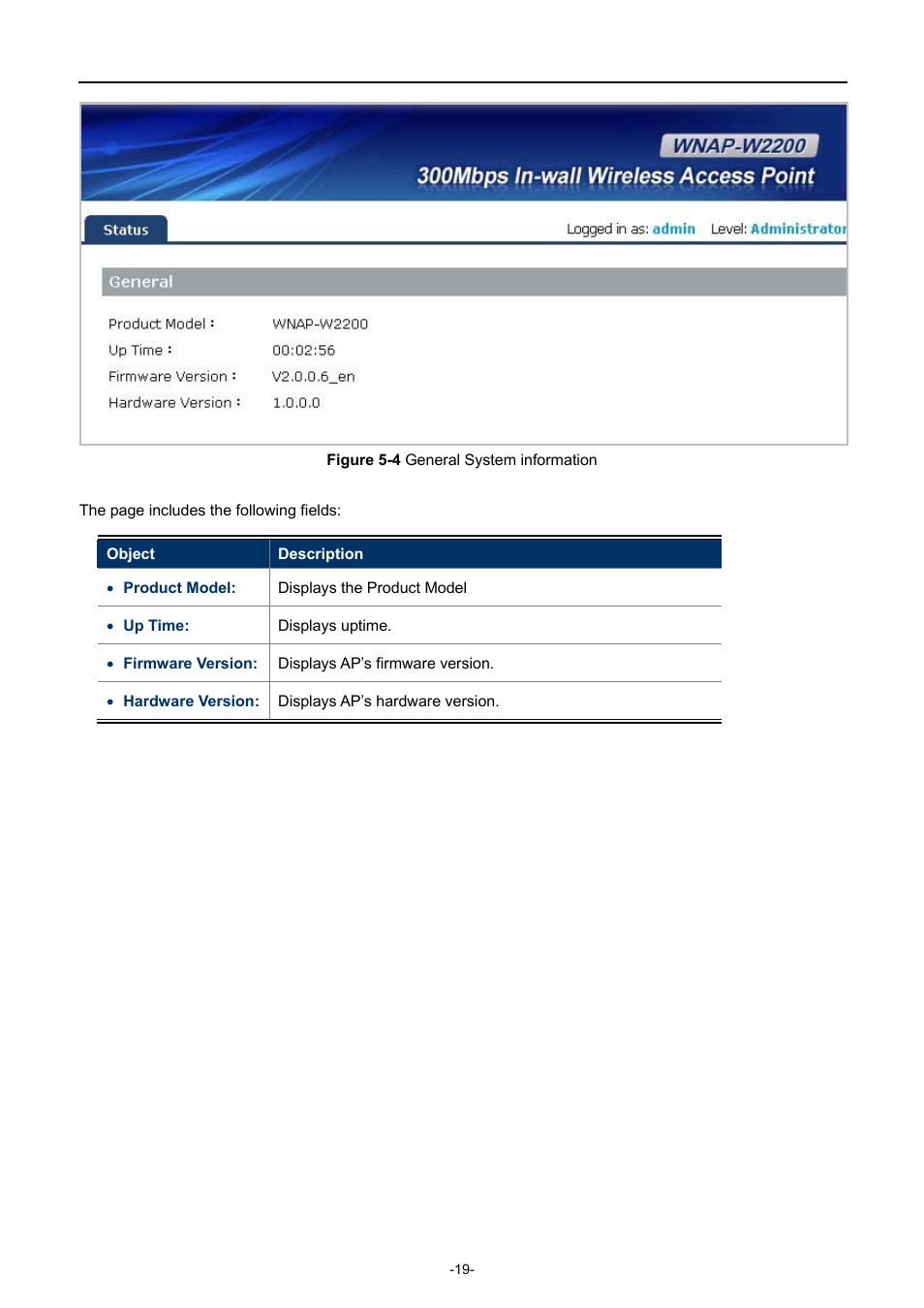 Igure, Eneral, Ystem information | PLANET WNAP-W2200 User Manual | Page 27 / 63