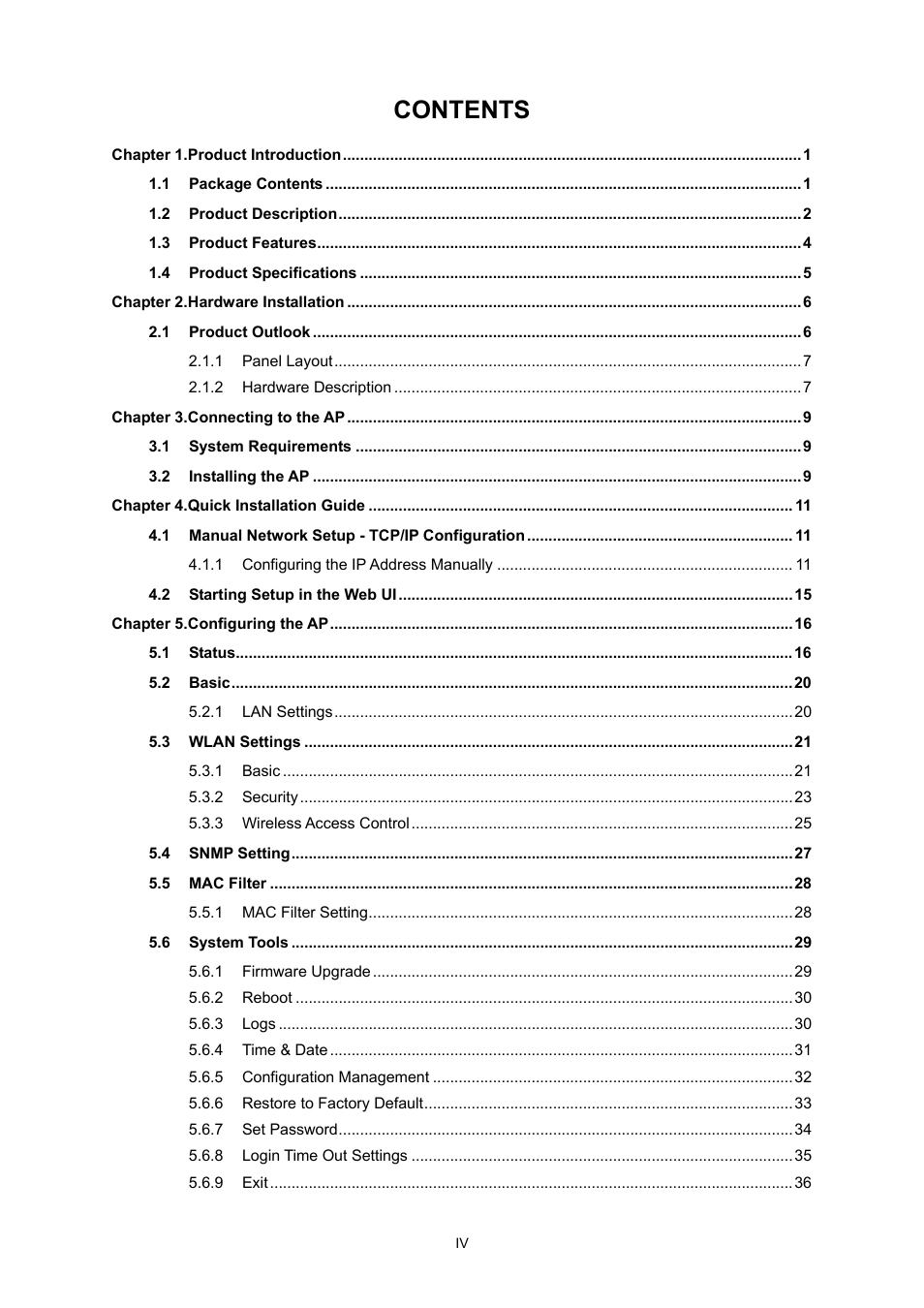 PLANET WNAP-W2200 User Manual | Page 5 / 63