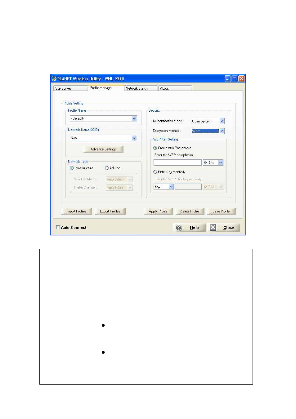 3 profile manager | PLANET WNL-9310 User Manual | Page 20 / 30