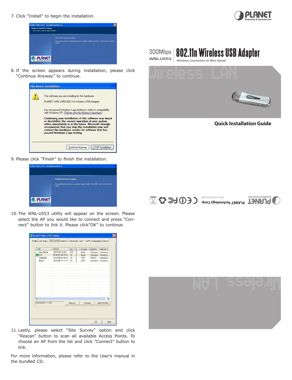 Wireless lan, 11n wireless usb adapter | PLANET WNL-U553 User Manual | Page 2 / 2