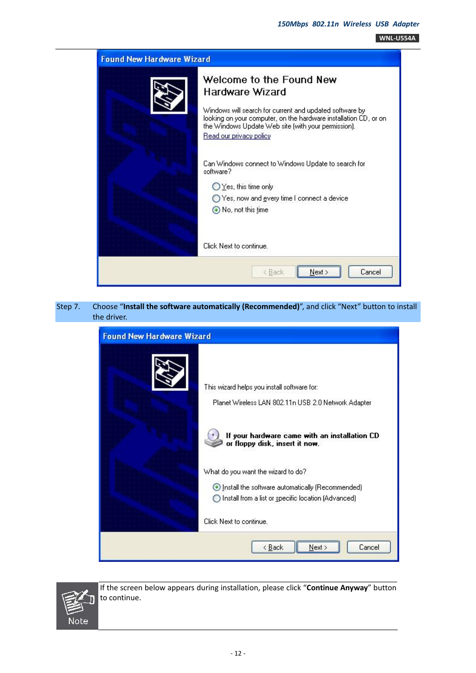 PLANET WNL-U554A User Manual | Page 12 / 63