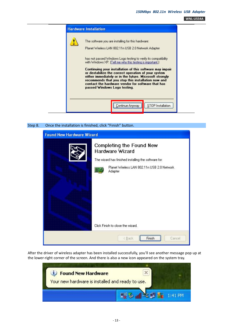 PLANET WNL-U554A User Manual | Page 13 / 63
