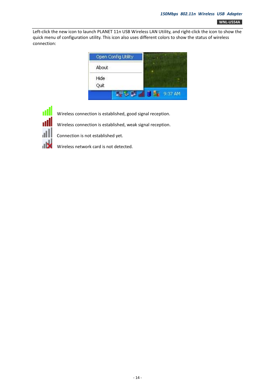 PLANET WNL-U554A User Manual | Page 14 / 63