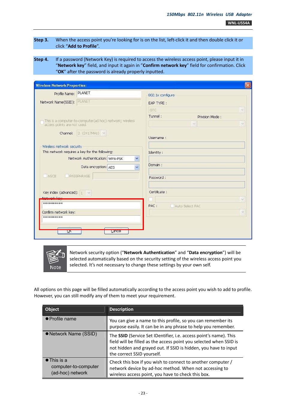 PLANET WNL-U554A User Manual | Page 23 / 63