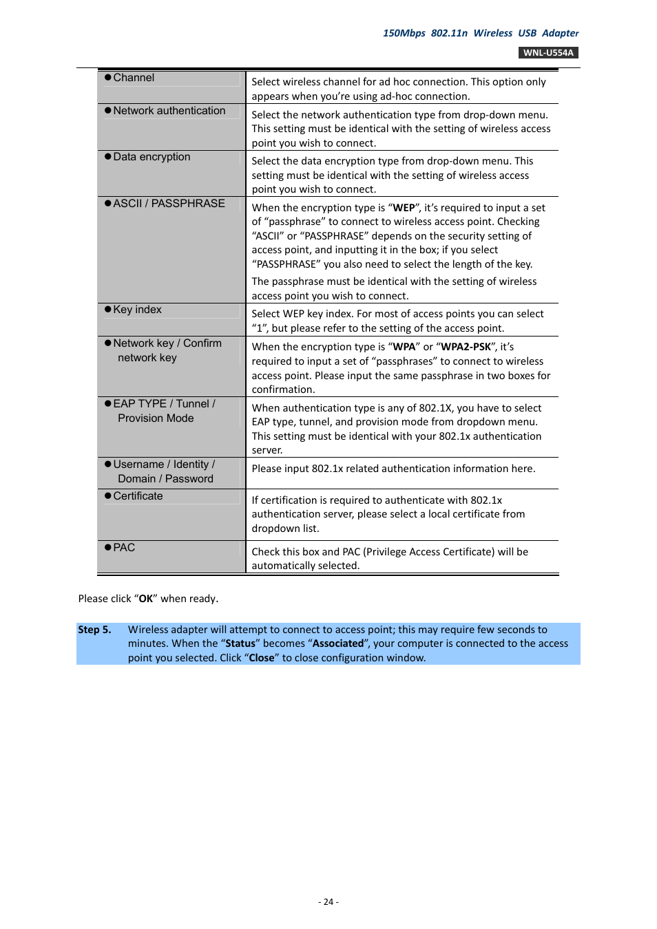 PLANET WNL-U554A User Manual | Page 24 / 63