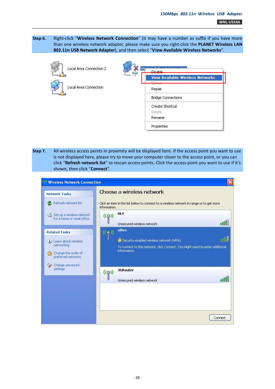PLANET WNL-U554A User Manual | Page 28 / 63