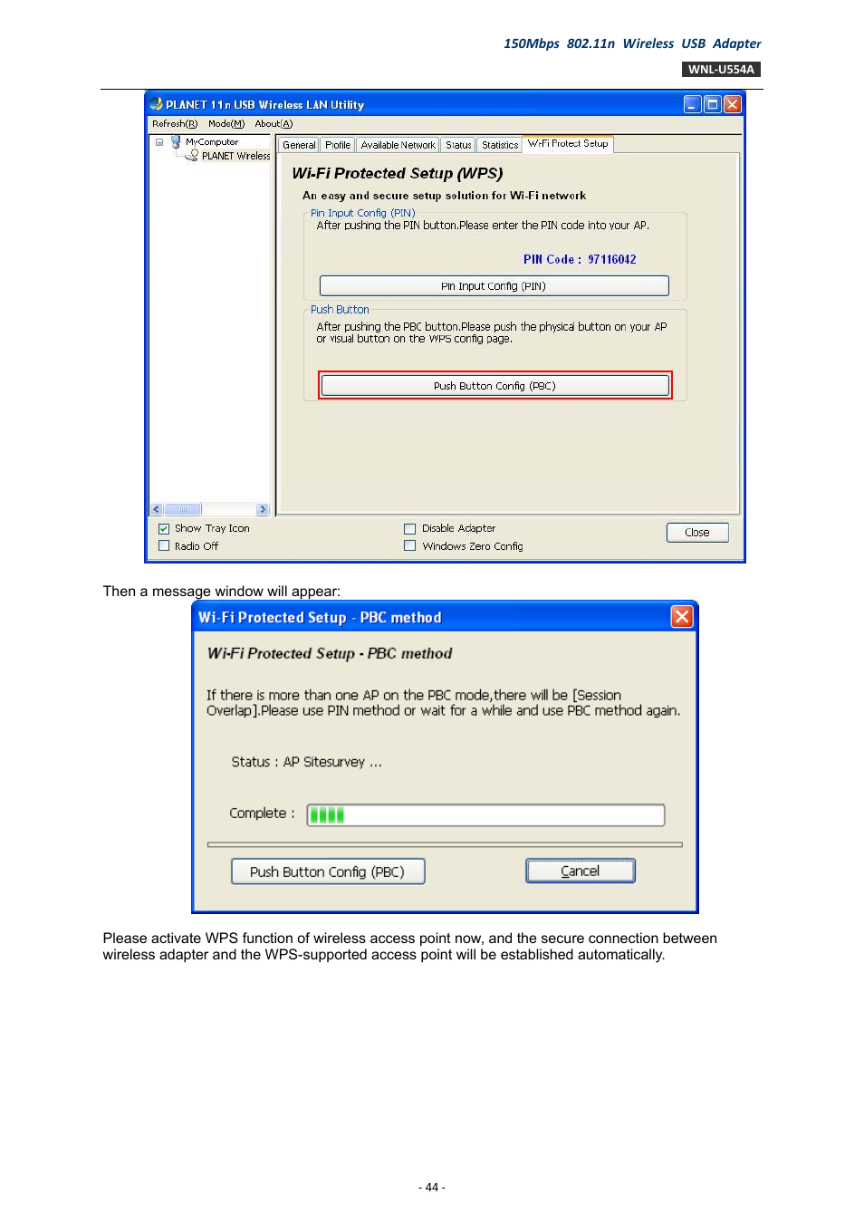 PLANET WNL-U554A User Manual | Page 44 / 63
